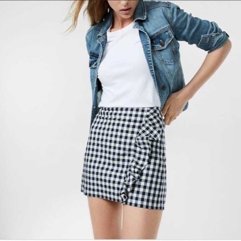 Express gingham mini skirt